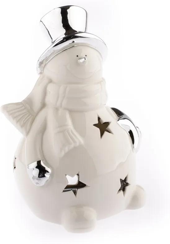 Om de zăpadă de Crăciun, ceramic, Biluţă, alb