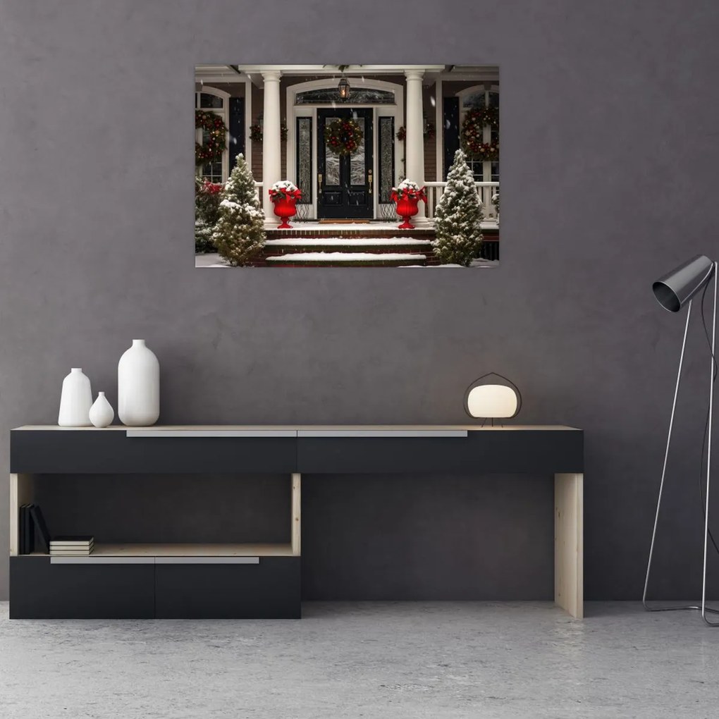 Tablou - Casa decorată de Crăciun (90x60 cm)