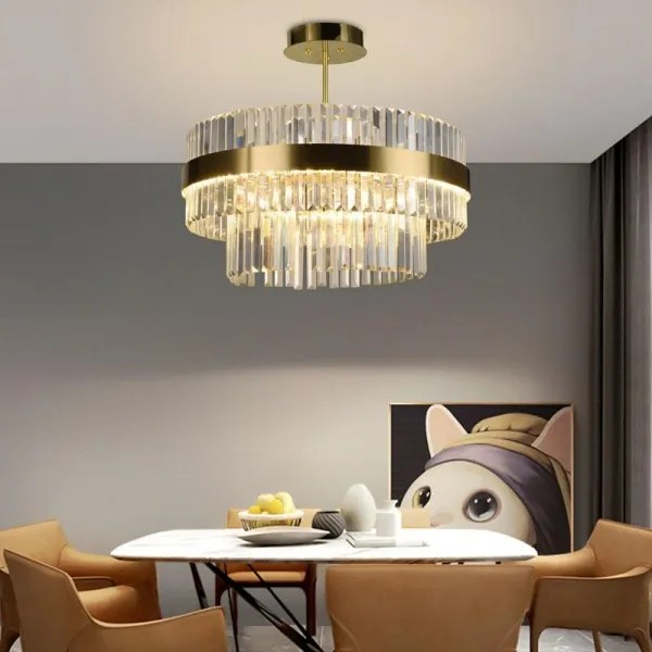 Lustră LED dimabilă pe tijă LED/80W/230V 3000-6500K auriu + telecomandă