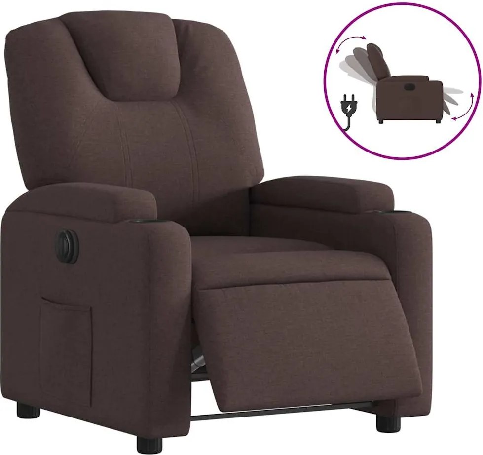 vidaXL Fotoliu rabatabil electric, maro închis, material textil
