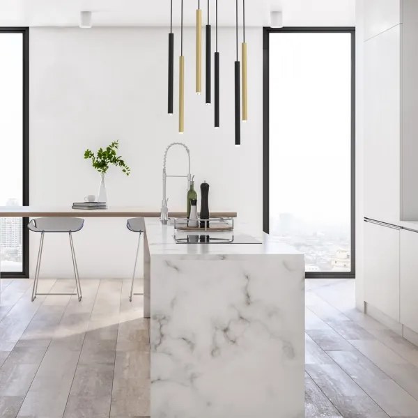 Lustră pe cablu MONZA 7xG9/8W/230V neagră/aurie