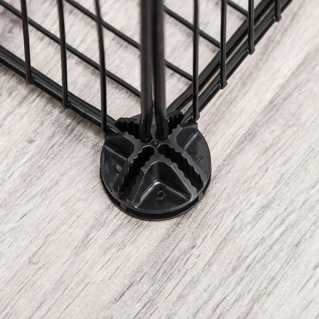 Pawhut Cușcă pentru Iepuri și Animale Mici cu 22 Panouri Modulare din Metal cu Ușă, 105x70x45 cm, Negru | Aosom Romania