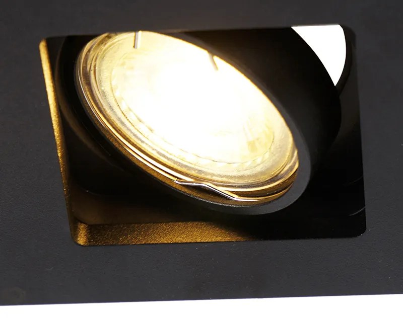 Set de 6 spoturi încastrate negre dreptunghiulare cu 2 lumini - Qure