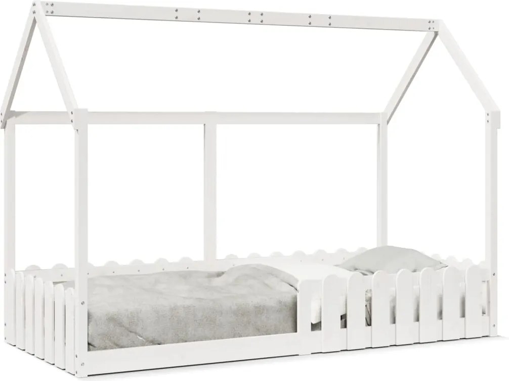 vidaXL Cadru pat tip casă pentru copii alb 90x190 cm lemn masiv de pin
