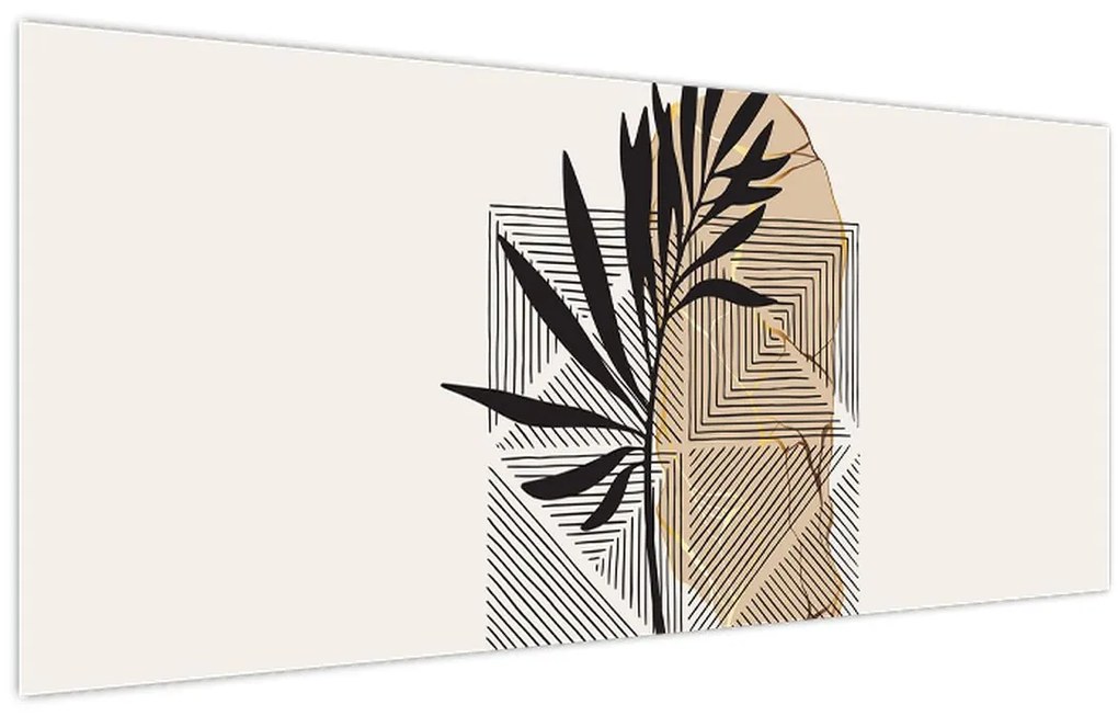 Tablou - Abstracție cu frunze tropicale N⁰1 (120x50 cm)
