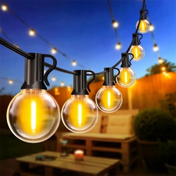 Ghirlandă LED decorativă pentru exterior, 20 x soclu E12, 1 W, 230 V, 20 m, IP65, neagră