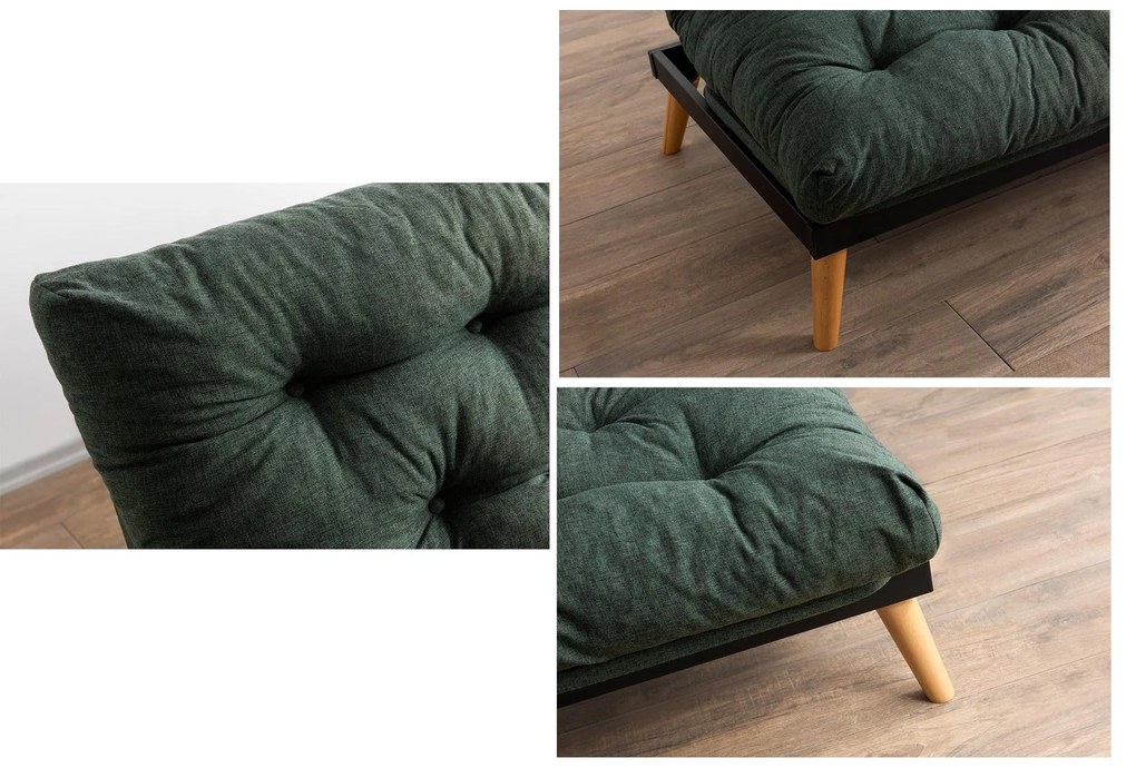Canapea extensibilă Sakotta (Verde + Lemn). 1107029