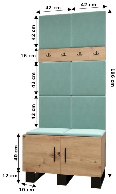 Set mobilier pentru hol Amanda 4 (Stejar artisan + piele ecologică Negru). 1085892