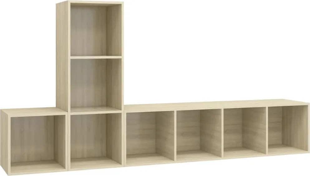 vidaXL Set de dulapuri TV, 3 piese, stejar sonoma, lemn prelucrat