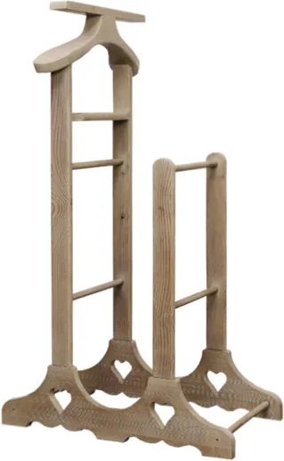 Valet dublu din lemn gri antichizat 68x50x120 cm