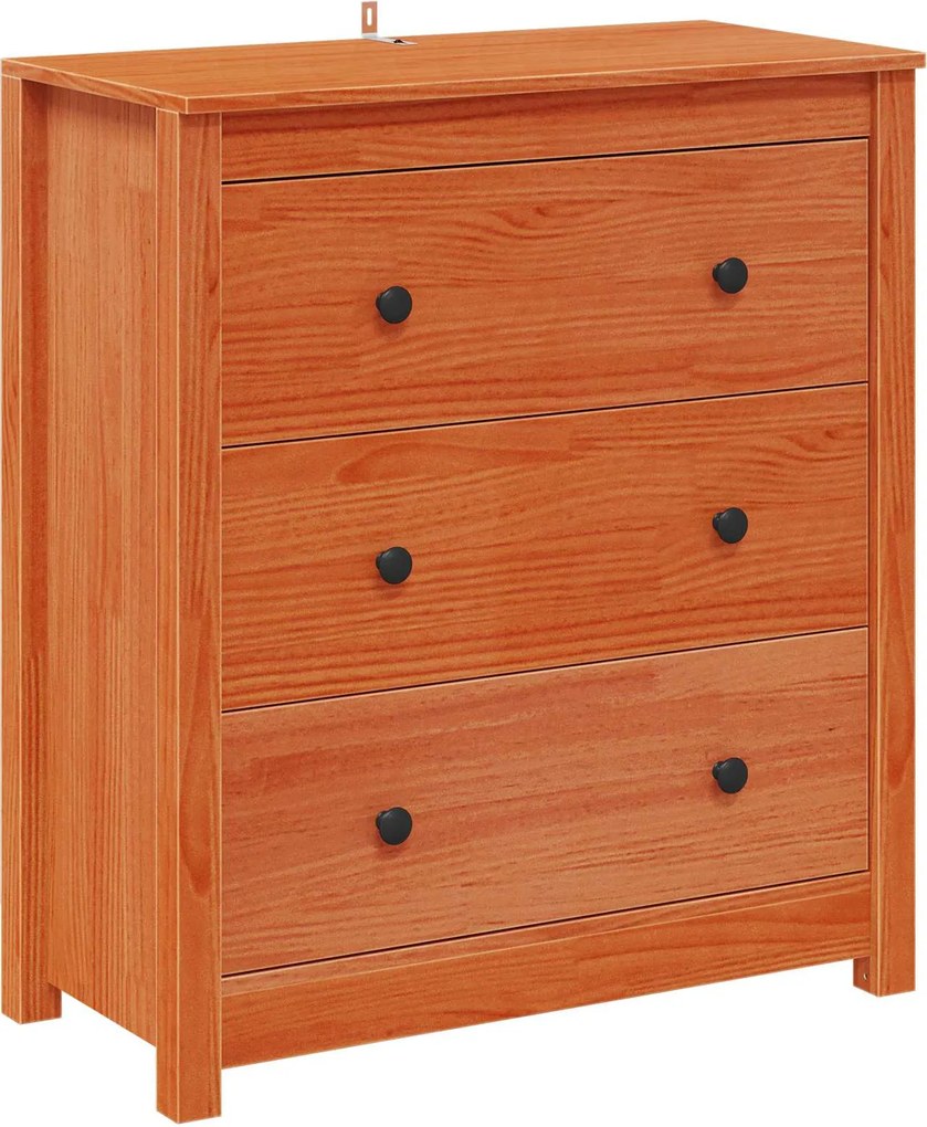 vidaXL Bufet cu sertar Maro Ceară 70 x 35 x 80 cm Lemn de pin masiv