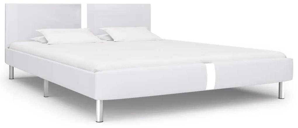 280834 vidaXL Cadru de pat, alb, 160 x 200 cm, piele ecologică