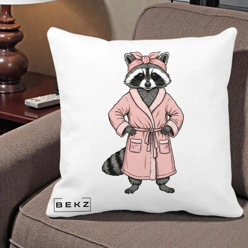 Perna Decorativa Albinuta Kawaii Vesela, 40x40 cm, Alba Mata, Husa Detasabila, Perna Inclusa, BEKZ®