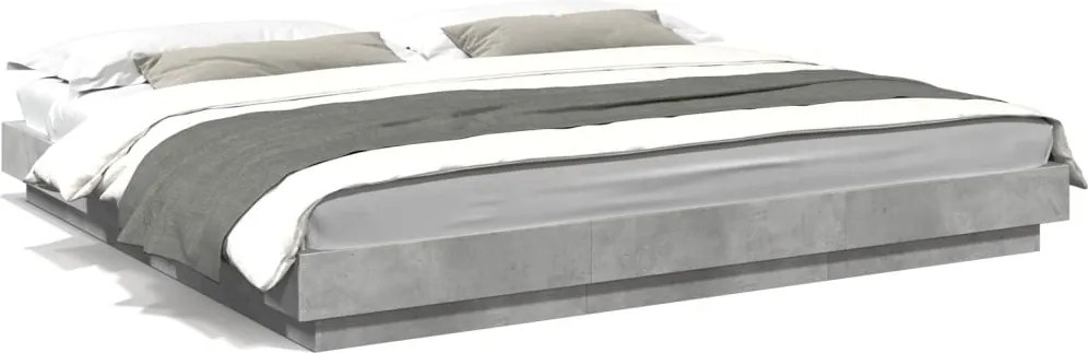 vidaXL Cadru de pat, gri beton, 200x200 cm, lemn prelucrat