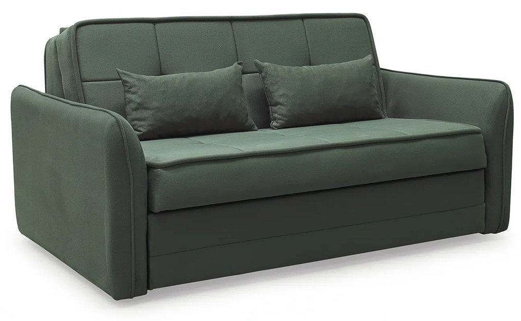 Canapea extensibila DREW, 3 locuri, cu arcuri si lada pentru depozitare, verde, 175x110x88 cm