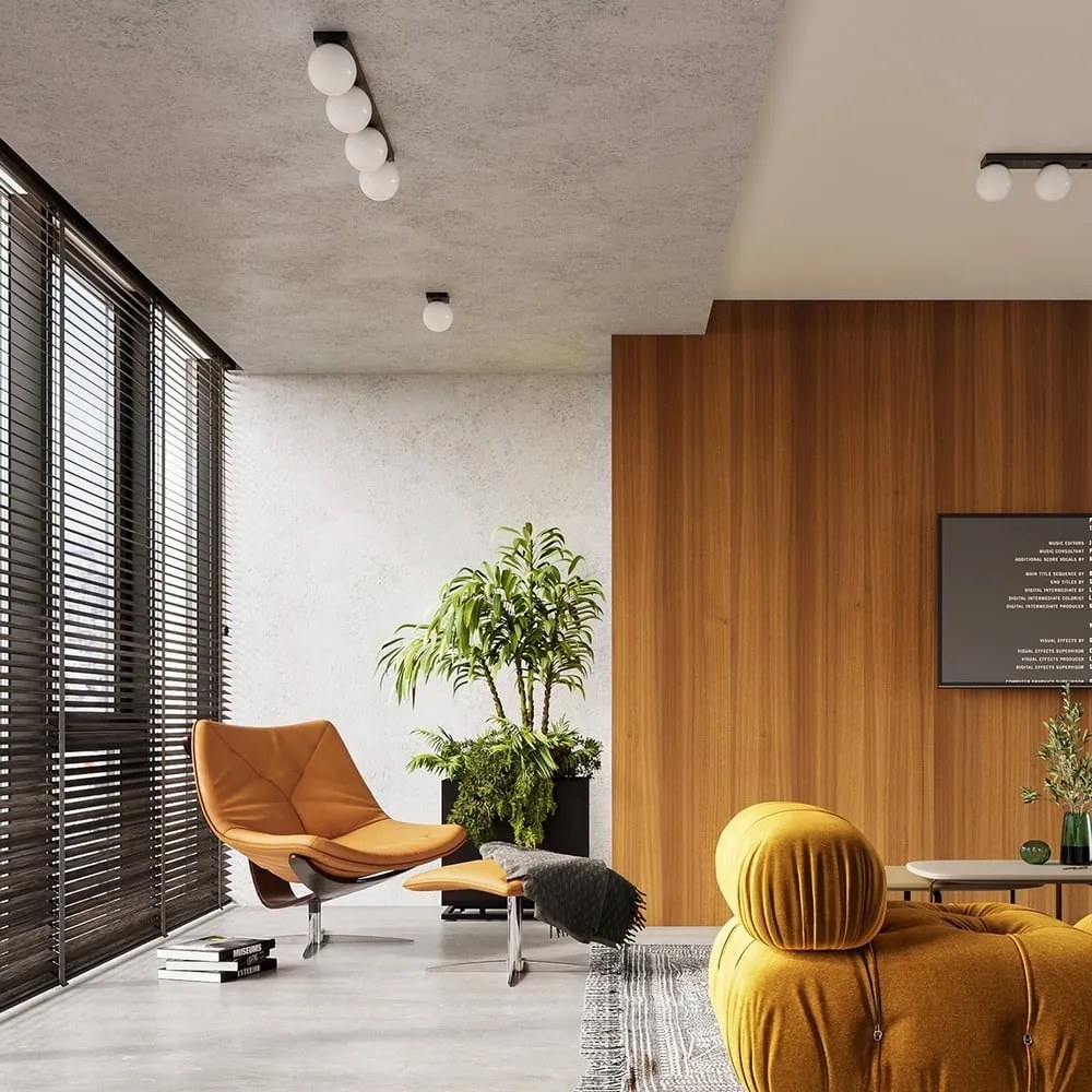 Plafonieră neagră cu abajur din sticlă ø 12 cm Umerta – Sollux