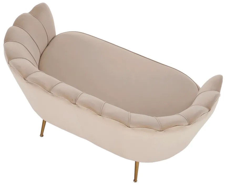 Bancă în stil Art-deco, catifea Velvet bej/crom auriu, NOBLIN