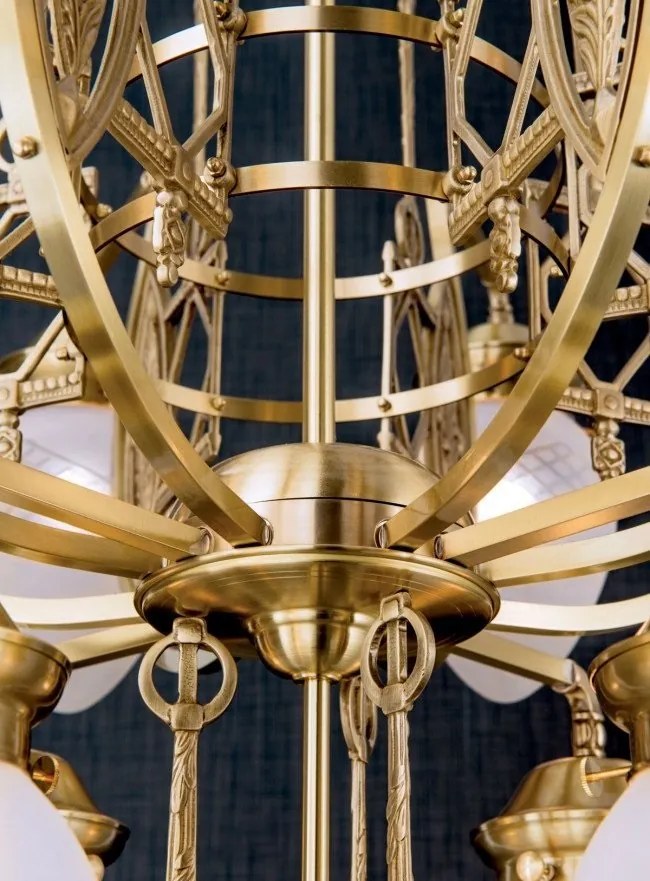 Candelabru cu 17 brate, elegant design LUX Budapest, bronz LU 1440/4+8+4+1 bronze/376 klar-matt OR