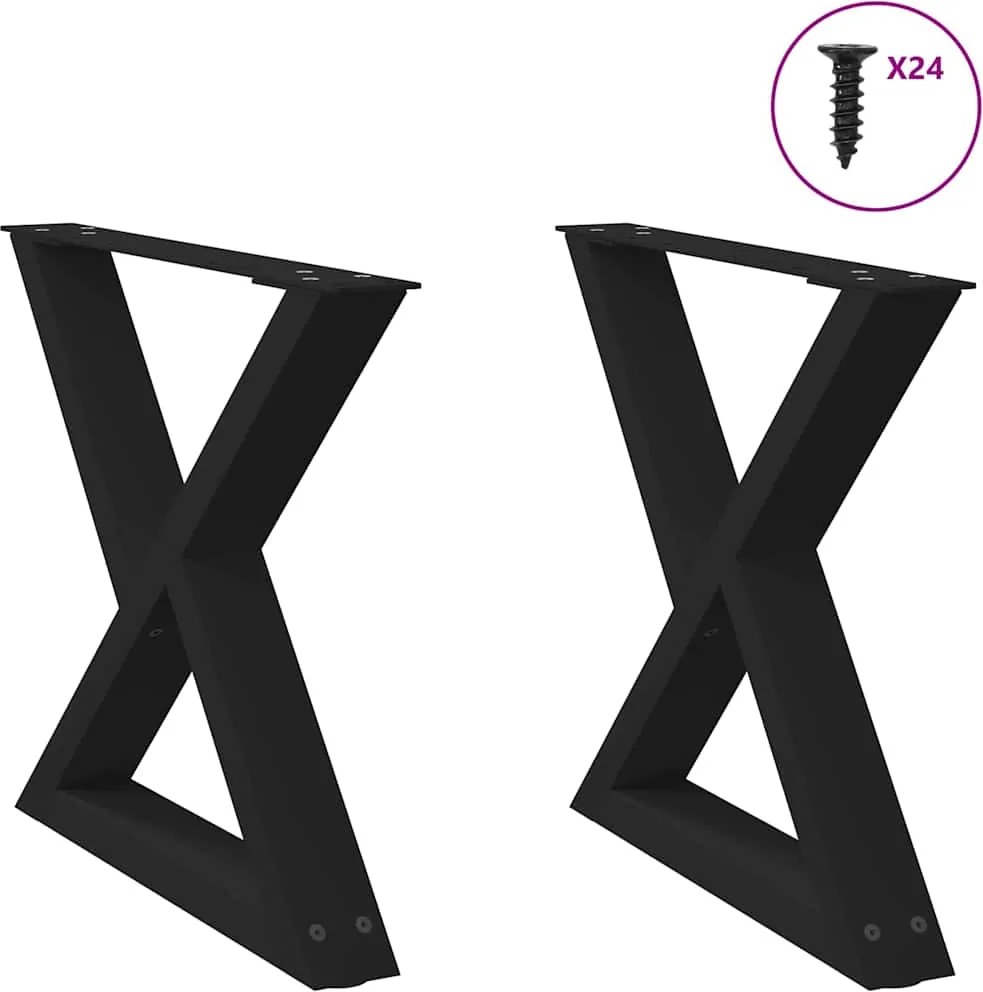 vidaXL Picioare pentru măsuță de cafea, 2 buc., negru, 60 x (42-43,3) cm, oțel