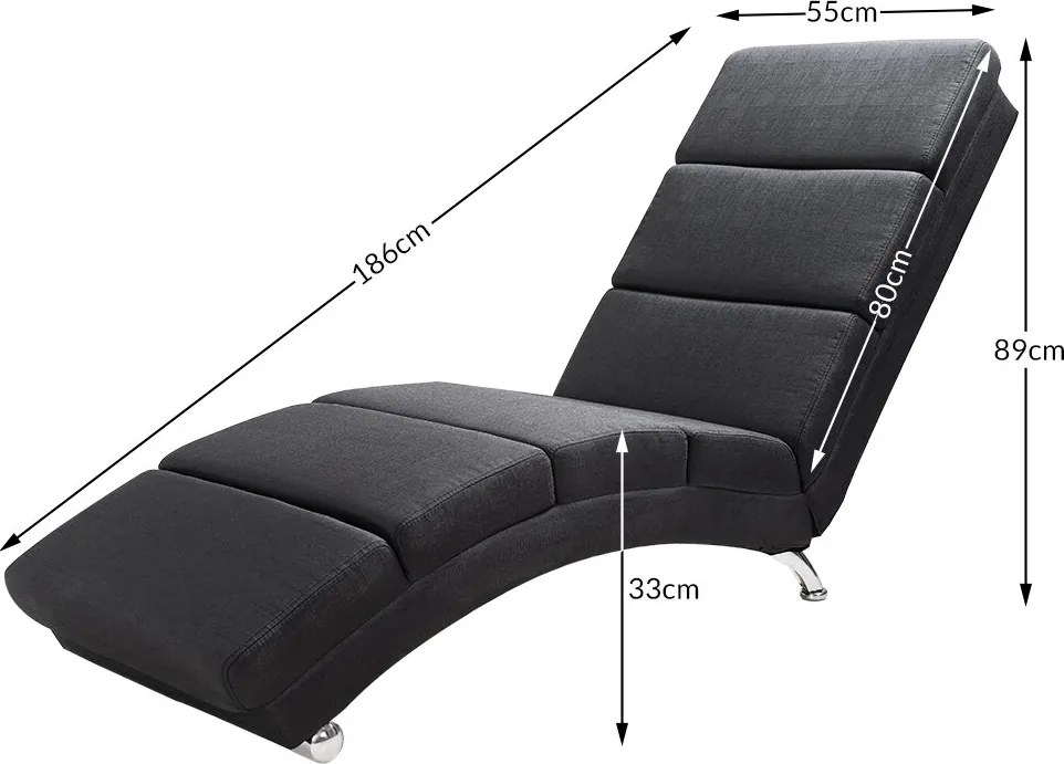 Șezlong LONDON, 186×55×89cm, antracit Casaria