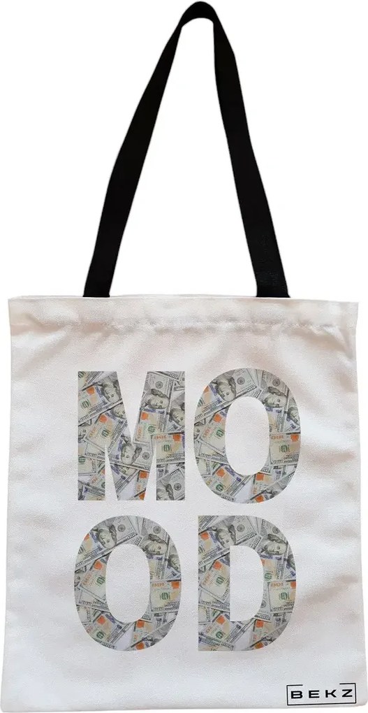 Sacosa de Panza pentru Cumparaturi, Geanta Tote, model Money Mood, Cu fermoar, 38x34.5 cm, Alba, BEKZ®