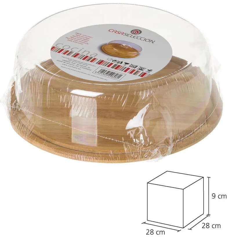 Tavă din bambus cu capac Casa Selección Bamboo, rotund