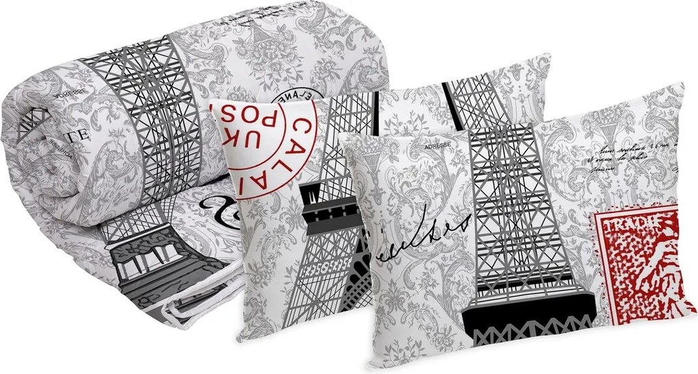 Set Alcam 2 perne microfibra 50x70 cm si pilota matlasata 220x200 cm, Paris