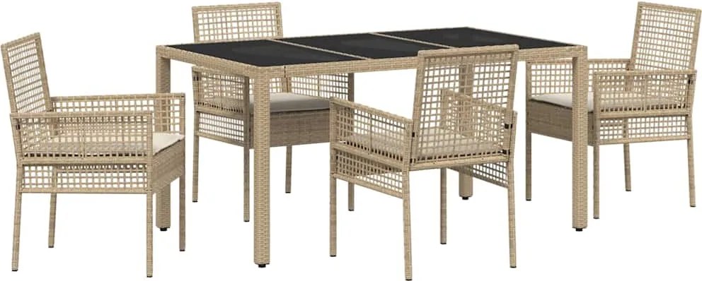 vidaXL Set de masă pentru grădină 5 pcs Bej poliratan