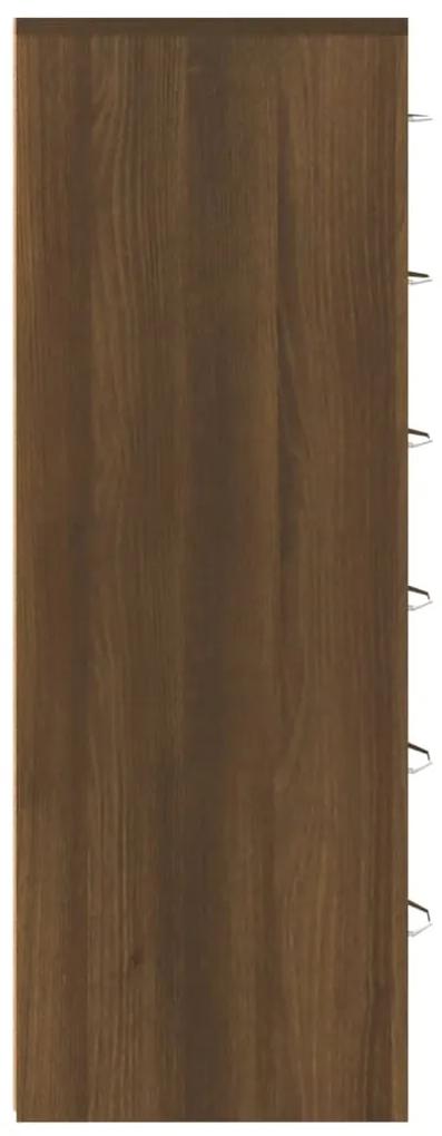 Servanta cu 6 sertare, stejar maro, 50x34x96 cm, lemn 1, Stejar brun