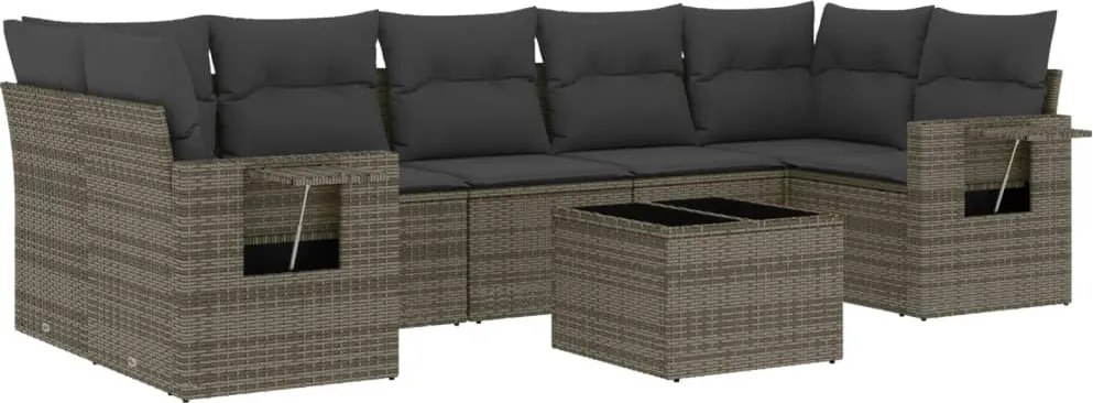vidaXL Set canapele de grădină cu perne, 8 piese, gri, poliratan