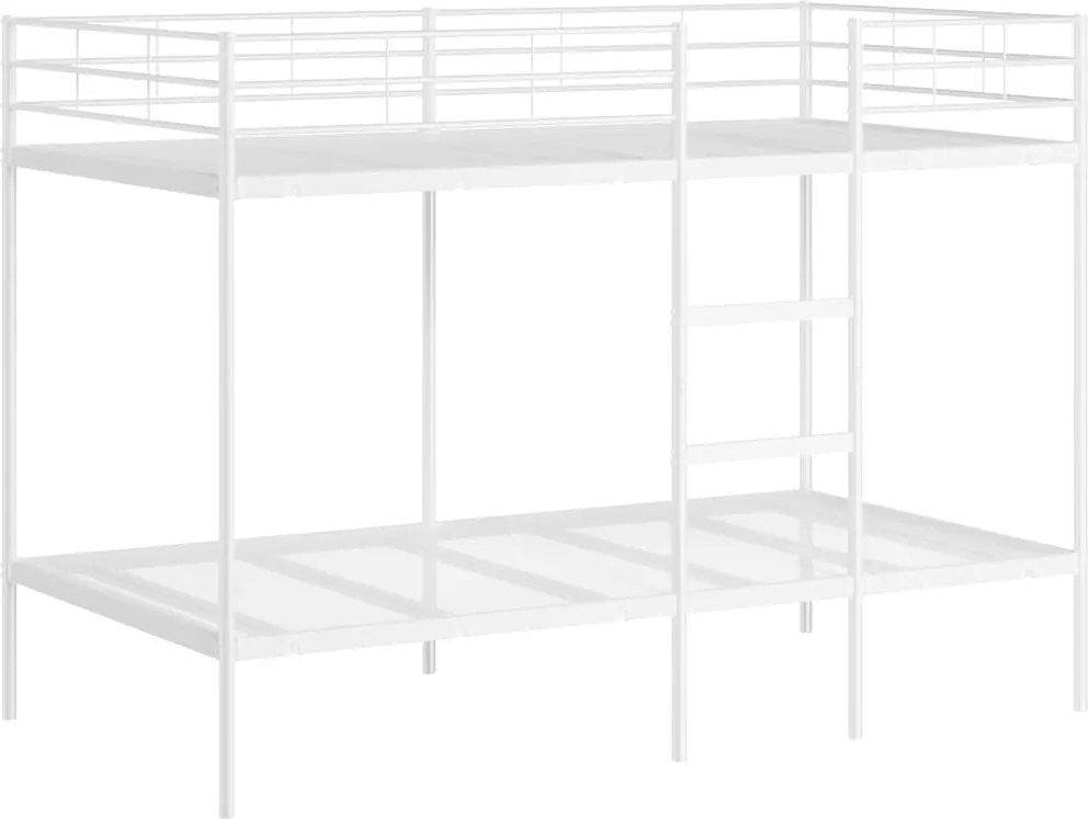 vidaXL Pat supraetajat fără saltea alb 100x200 cm oțel