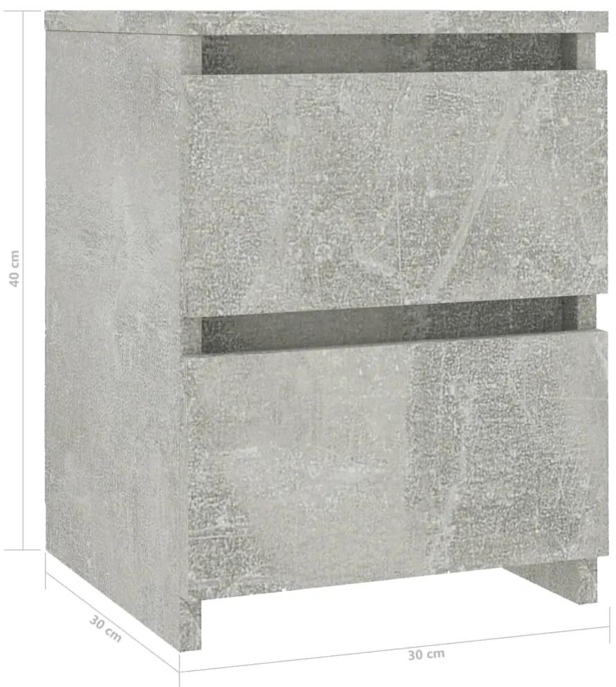 Noptiere, 2 buc., gri beton, 30 x 30 x 40 cm, PAL 2, Gri beton