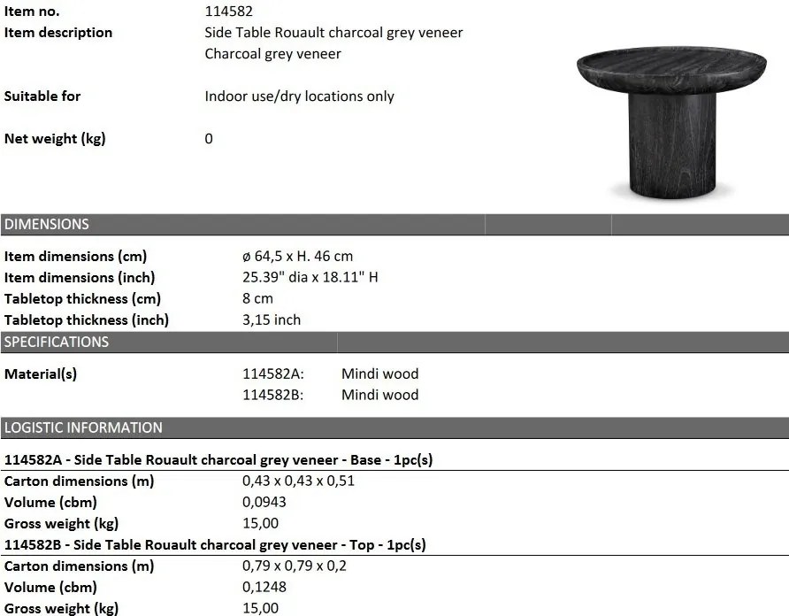 Masuta laterala design LUX Rouault, 64,5cm