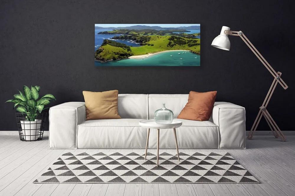 Tablou pe panza canvas Sea Beach Peisaj Forestier Albastru Maro Verde