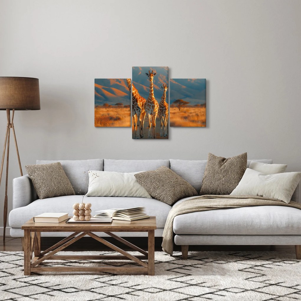 Tablou - Girafe pe pășune (90x60 cm)