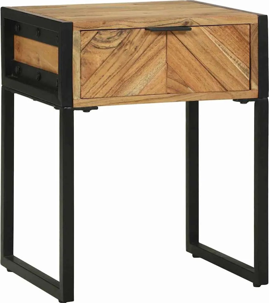 vidaXL Noptieră Maro 40 x 35 x 50 cm Lemn masiv de acacia și metal