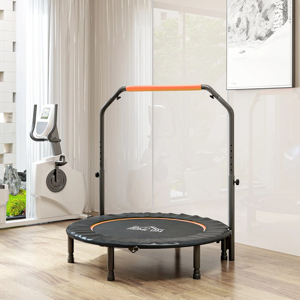 HOMCOM Trampolin Fitness Mini Pliabil de 45", cu Mâner Reglabil cu Spumă, Portocaliu | Aosom Romania