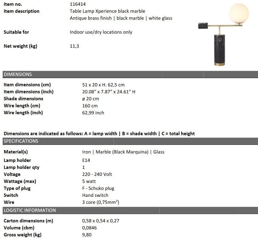 Lampa de masa design LUX Xperience negru