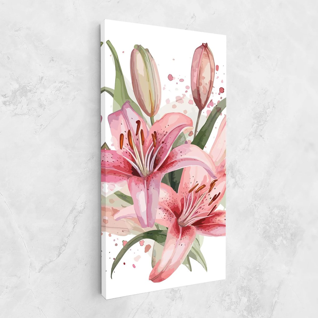 Tablou Canvas, 40x80cm, Dormitor si Living, Flori, Crini, Beautiful Pink Lily