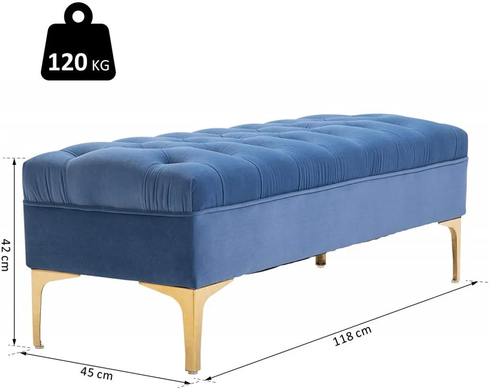 BAAL202 - Bancuta 118 cm, Canapea, sofa, bancheta, banca living, dormitor, hol - Albastru