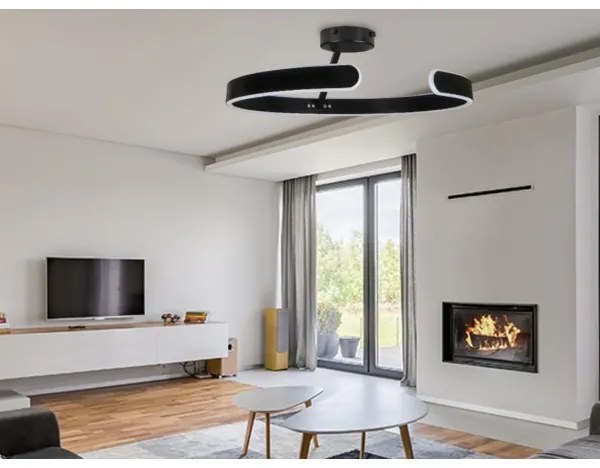 Lustră LED dimabilă aplicată LED/72W/230V 3000-6500K negru + telecomandă