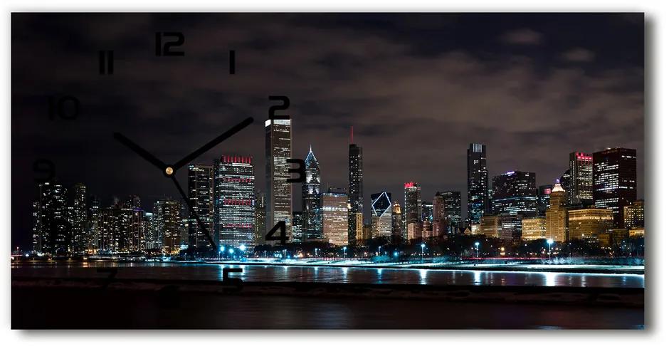 Ceas de perete modern din sticla Chicago noaptea
