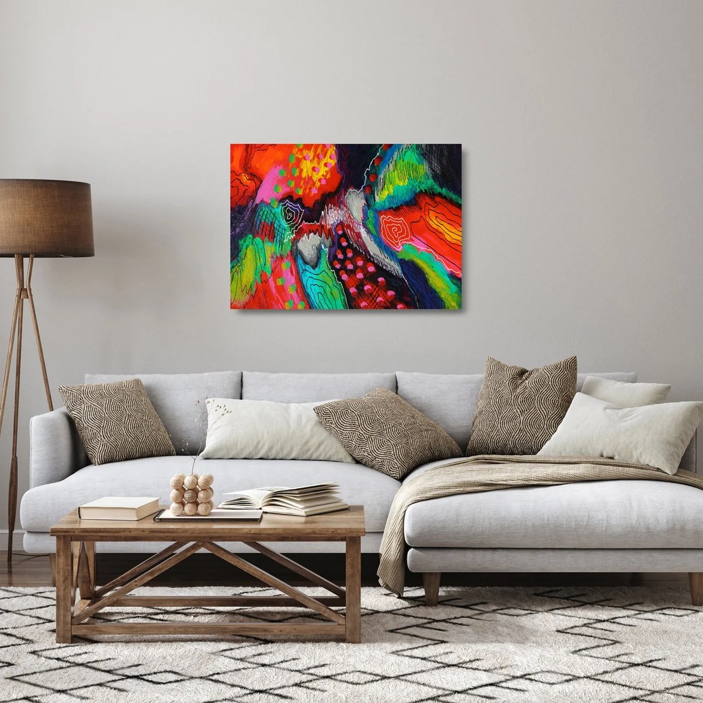 Tablou pe sticlă abstract - culori (70x50 cm)