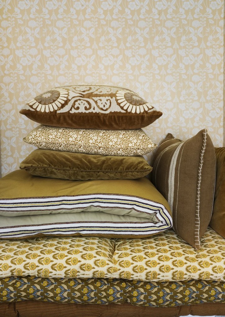 Față de pernă din bumbac și iută în dungi, 40×60 cm, „Stripe Tapenade"