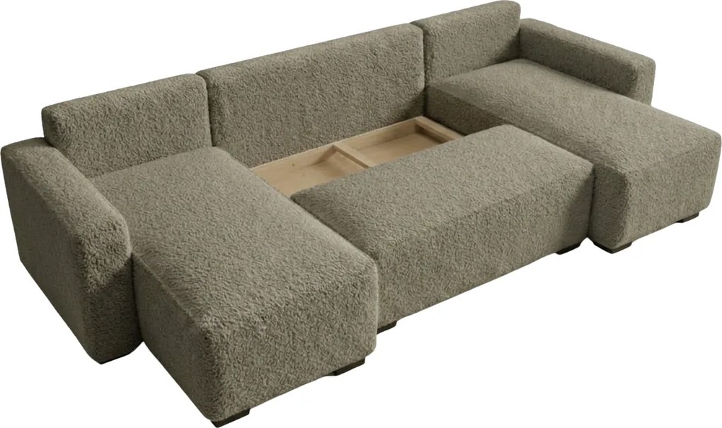 Canapea extensibila in forma de U SMART BOUCLE, gri-maro, 303x143 cm