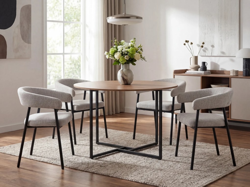 Scaun de dining KATANA cu picioare negre, gri