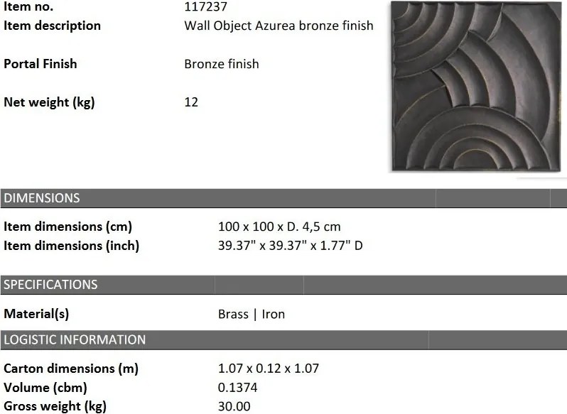 Decoratiune perete design LUX Azurea 100x100cm