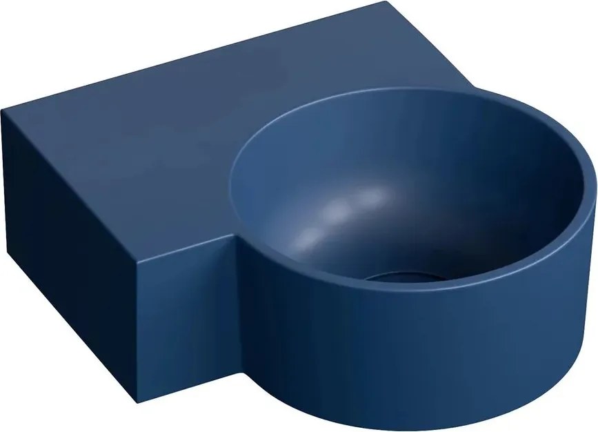 Lavoar suspendat Omnires Ovo M+ finisaj albastru inchis mat 33.5 cm stanga