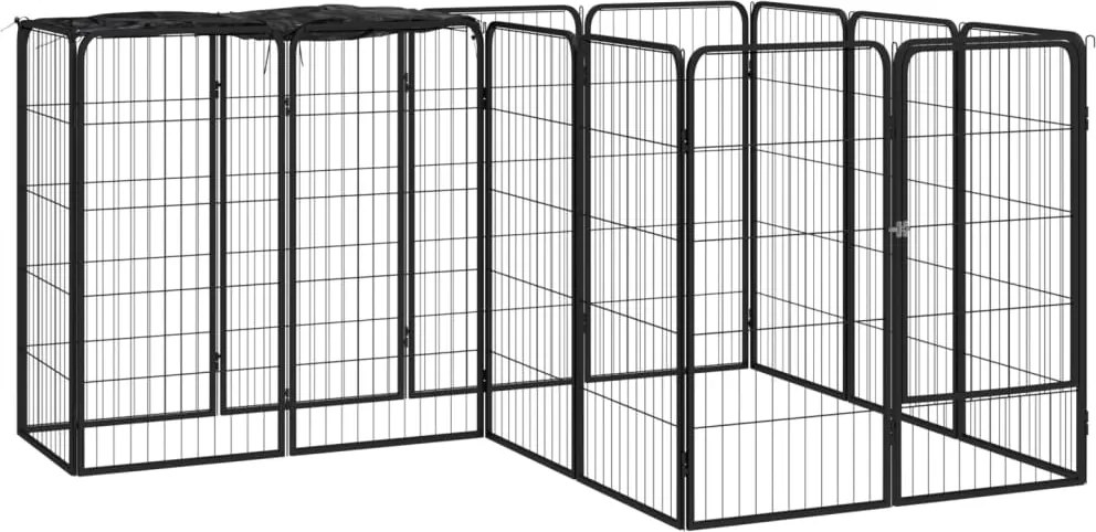 vidaXL Țarc câini 14 panouri negru 50x100 cm oțel vopsit electrostatic