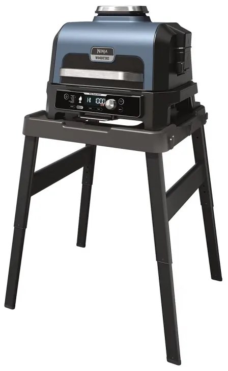 Gratar electric Ninja OG901EU, SMART, 1700W, 7 programe, 45x29 cm, 260C, Ceramica Plocha, Tehnologie Woodfire, IPX4, Negru/Albastru